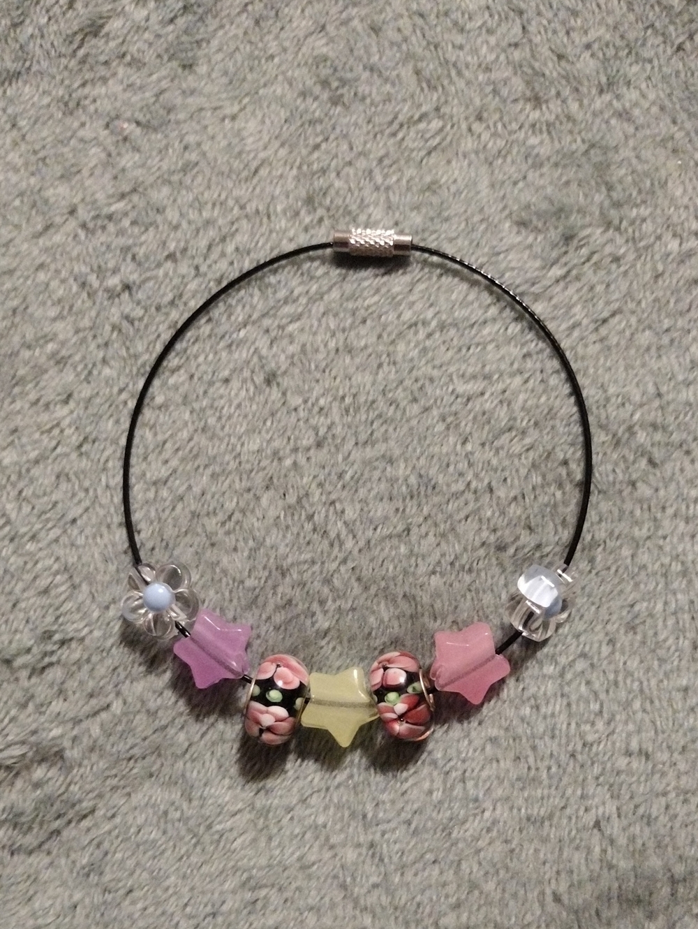 Women's Pink & Yellow Star/ Bead/Floral Wired Anklet